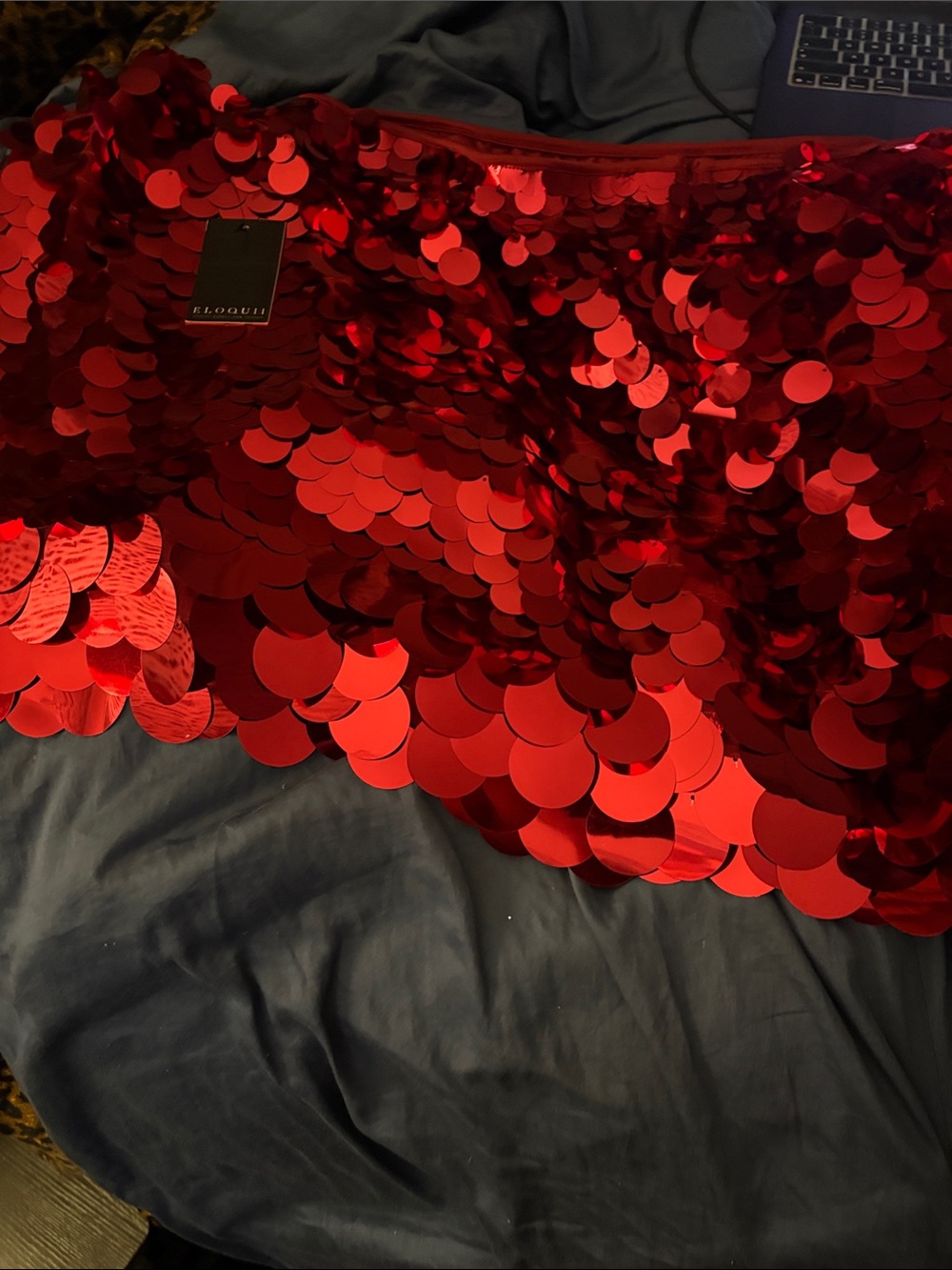 Eloquii Red Oversized Sequin Mini Skirt